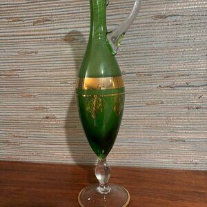 Vintage Green Glass Decanter